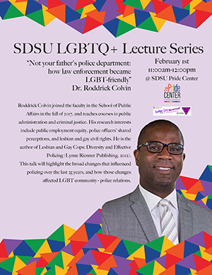 SDSU LGBTQ+ Lecture Series, Colvin talk 2018