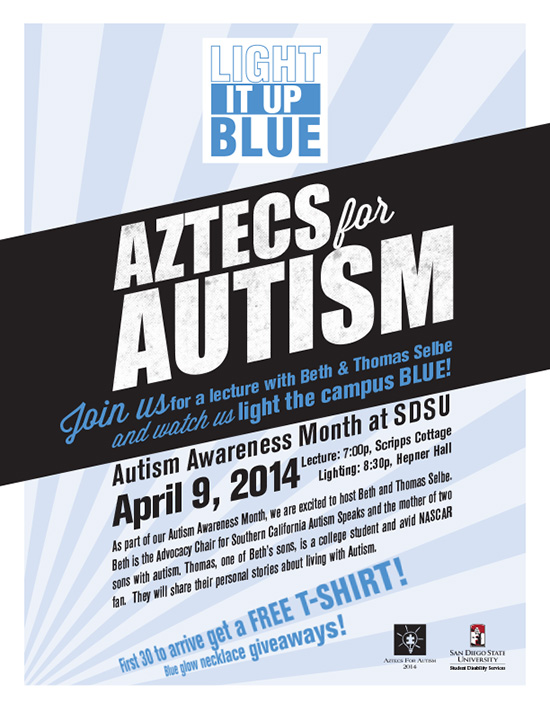 Light it up Blue. Aztecs for Autism. First 30 to arrive get a Free T-shirt! Blue glow necklace giveaways! 