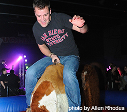 guy riding mechanical bull