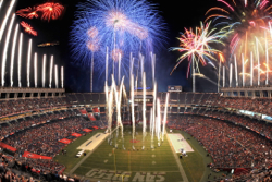 fireworks at Aztecs football stadium