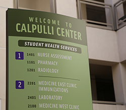 sign: welcome to calpulli center, student health services