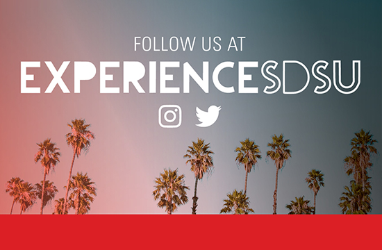 follow experiencesdsu on social media