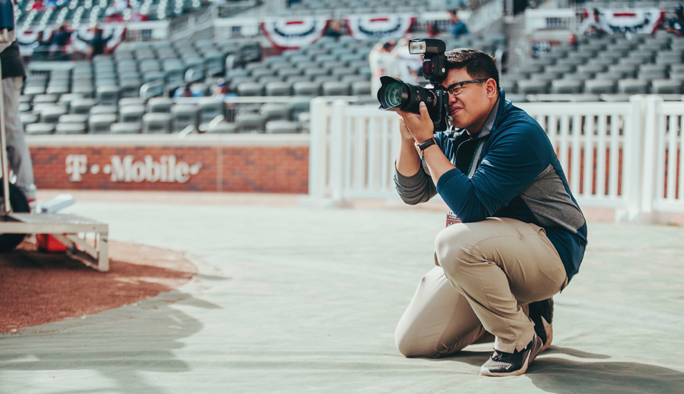 Gorospe, taking a picture with his camera