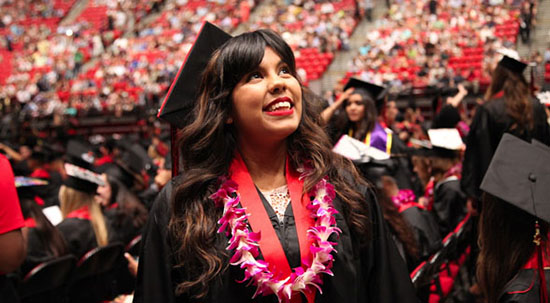 graduating student at commencement