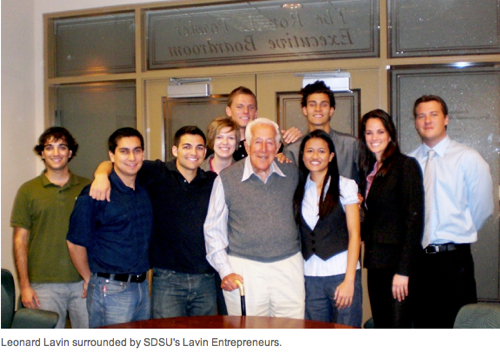 Leonard Lavin surrounded by SDSU's Lavin Entrepreneurs