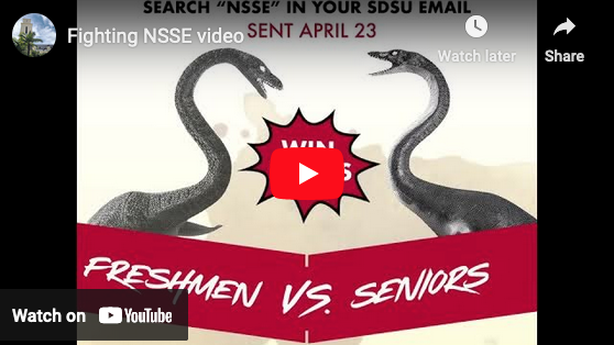 Freshmen vs. Seniors Search "NSSE" in your SDSU Email sent April 23