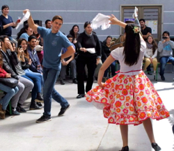 International students dancing